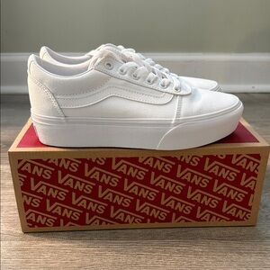 Vans Classic White Platform Shoes